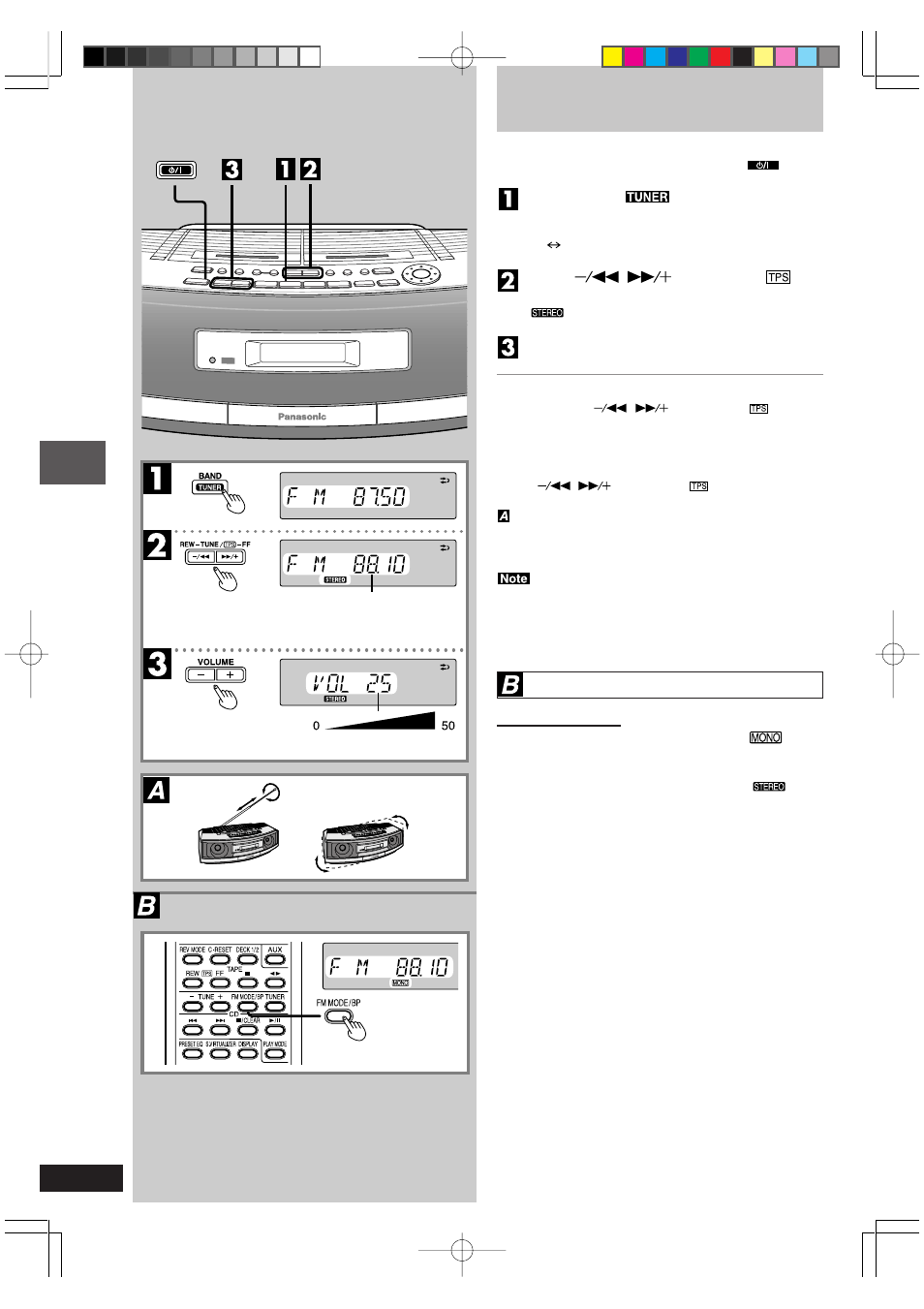 Radio operations, The radio: manual tuning | Panasonic RX-ED50 User Manual | Page 12 / 24