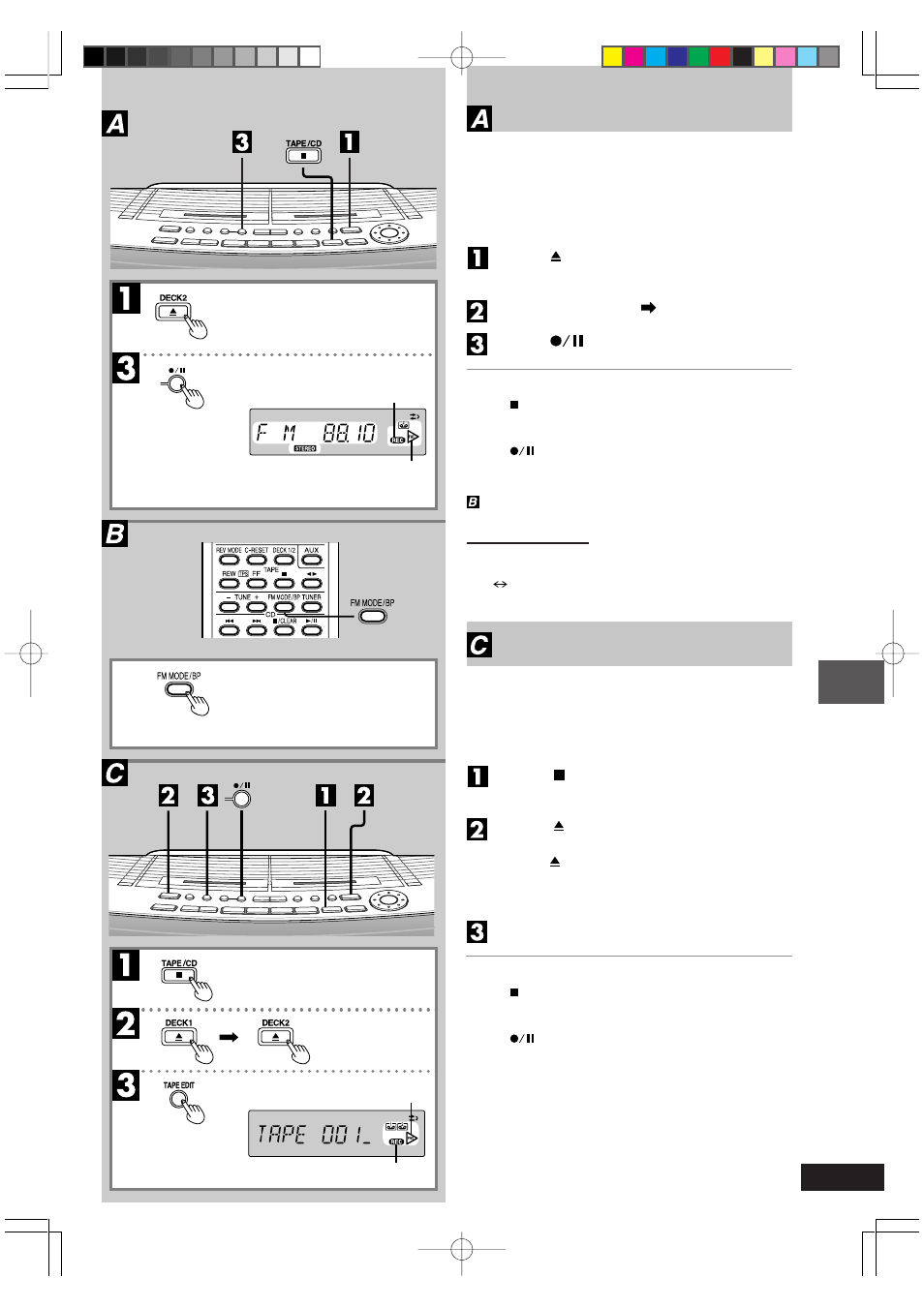 Recordng the radio, Recording tape-to-tape, Recording the radio | Panasonic RX-ED50 User Manual | Page 19 / 24