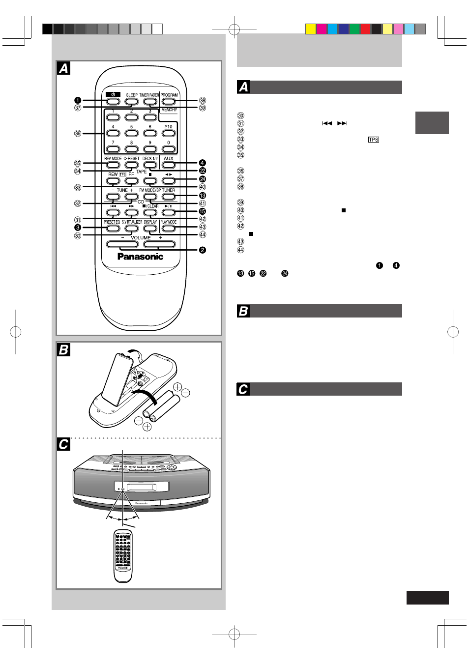 The remote control, Before use, Buttons | Batteries | Panasonic RX-ED50 User Manual | Page 7 / 24
