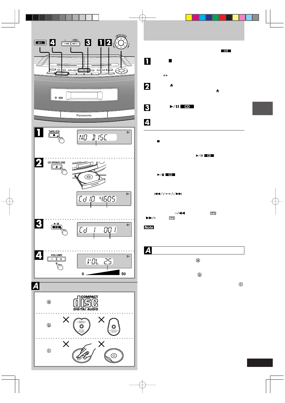 Compact disc operations | Panasonic RX-ED50 User Manual | Page 9 / 24