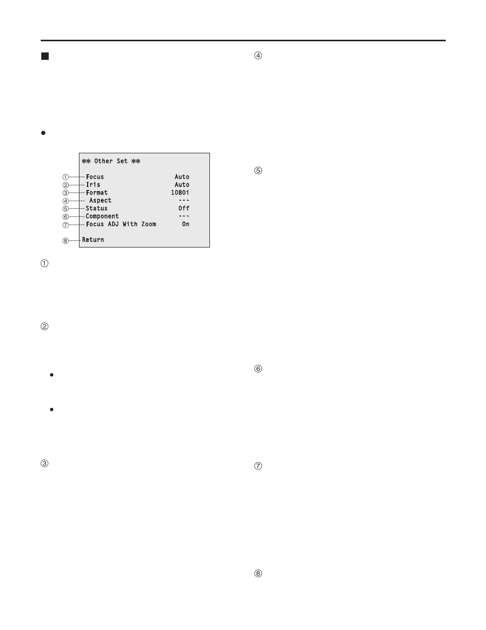 Setting the menu items, Other settings (other set) menu | Panasonic AW-HE100N User Manual | Page 50 / 64