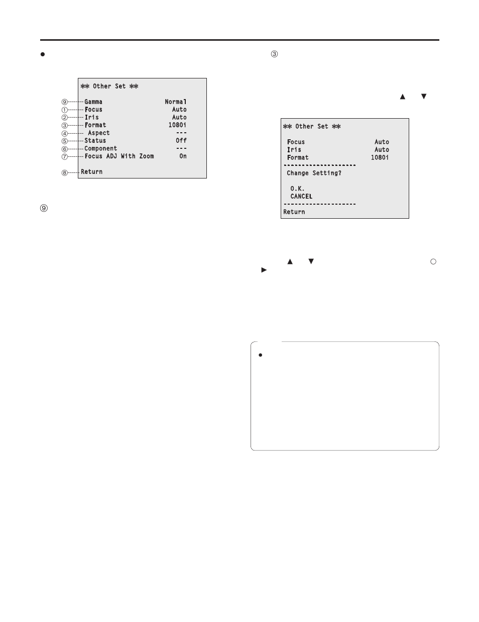 Setting the menu items | Panasonic AW-HE100N User Manual | Page 51 / 64