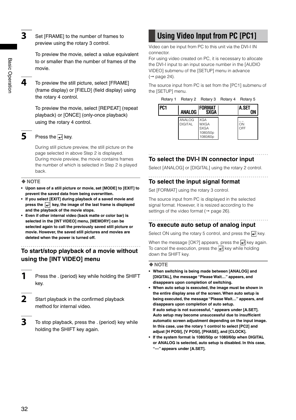 Using video input from pc [pc1 | Panasonic AG-HMX100E User Manual | Page 32 / 48