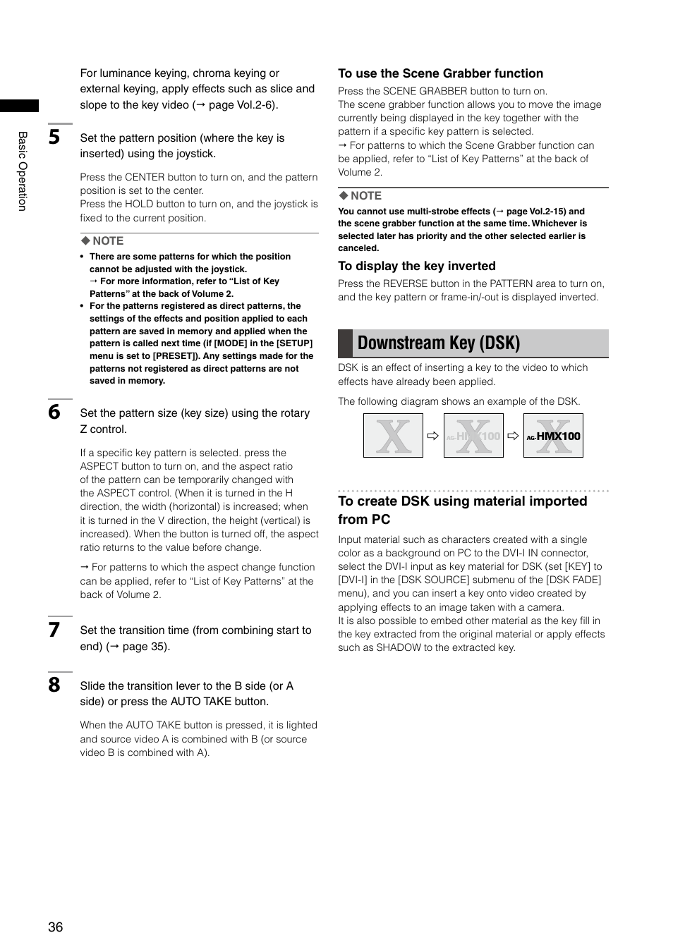 Downstream key (dsk) | Panasonic AG-HMX100E User Manual | Page 36 / 48