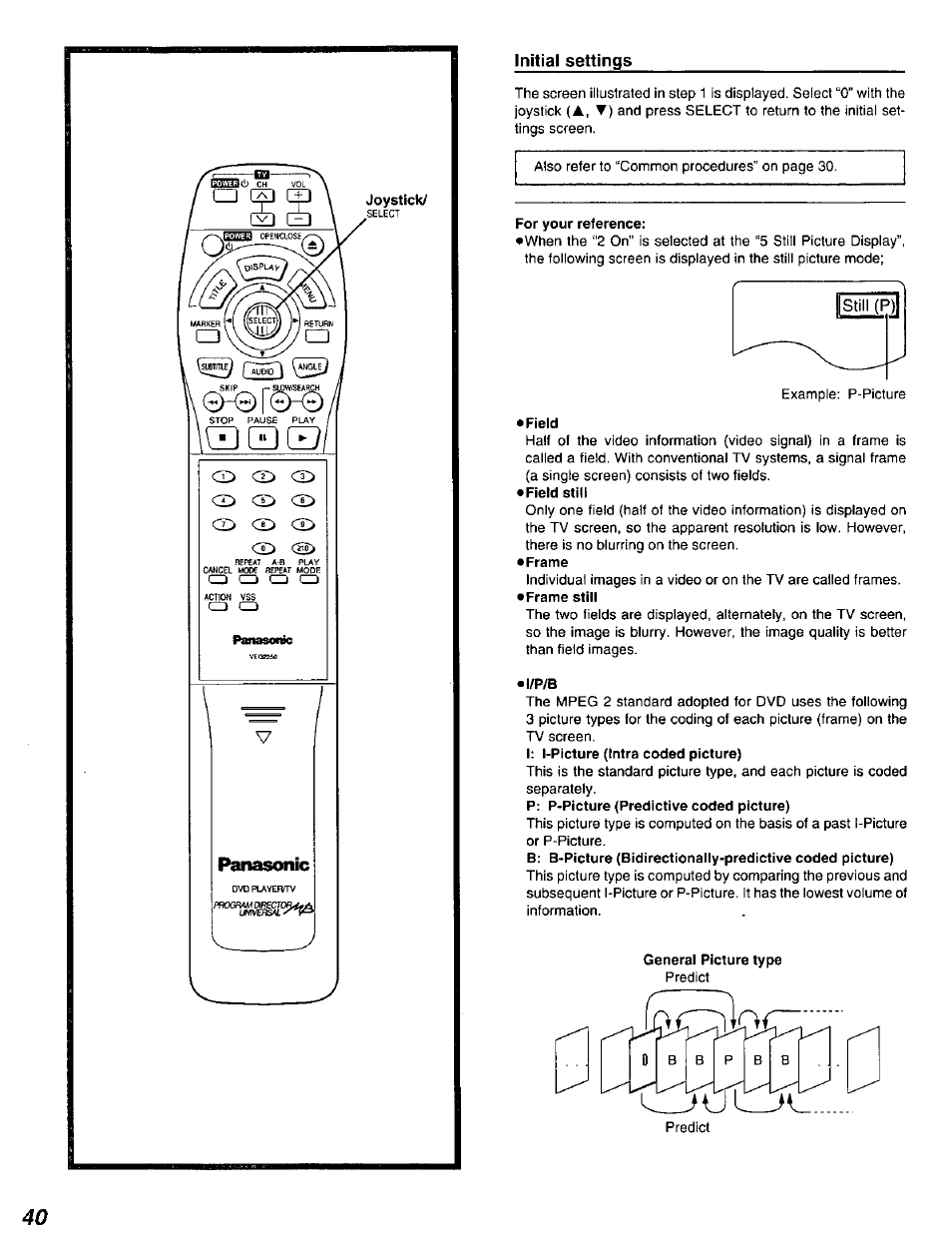 For your reference, Field, I/p/b | Panasonic DVD-A320U User Manual | Page 40 / 48