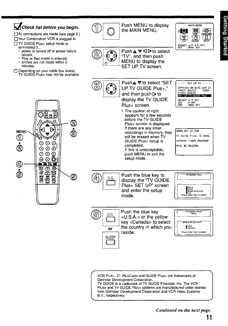 Acheck list before you begin | Panasonic OMNIVISION PV-M2057 User Manual | Page 11 / 48