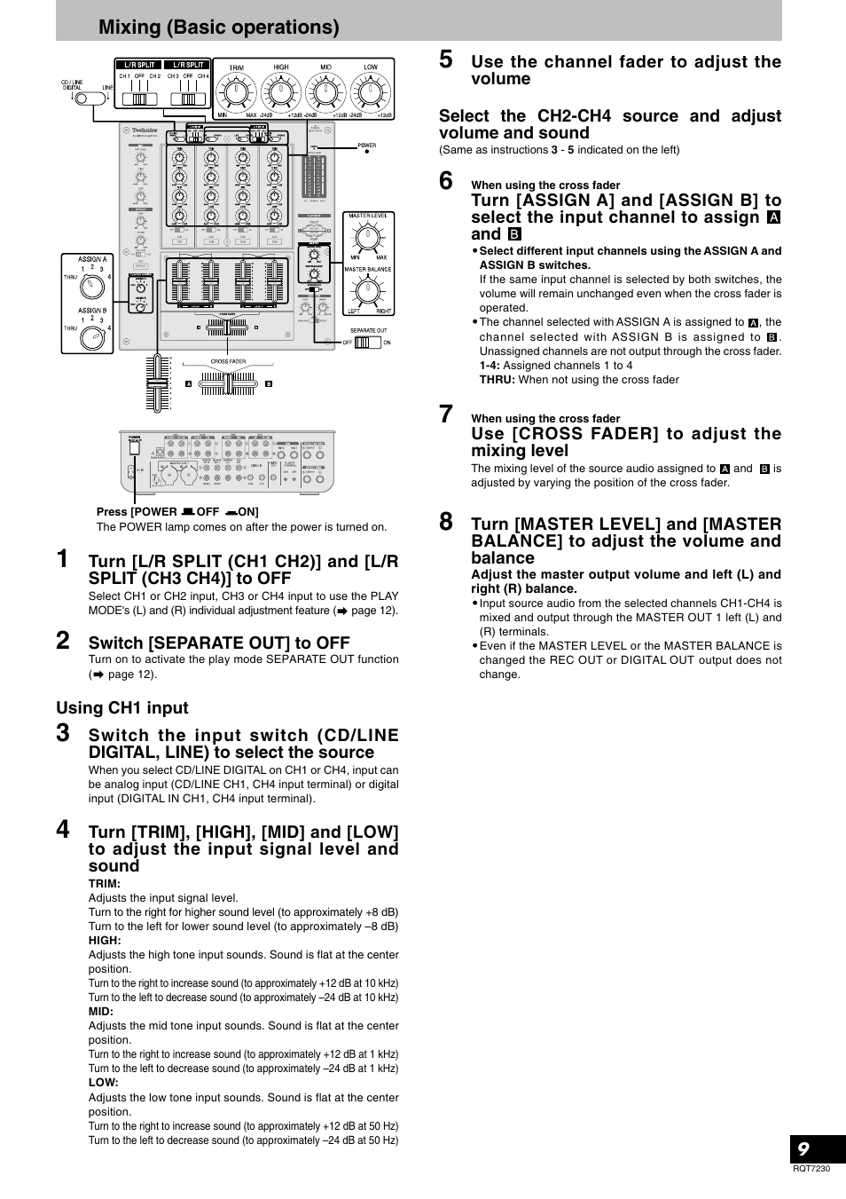 Mixing (basic operations) | Panasonic SH-MZ1200 User Manual | Page 9 / 16