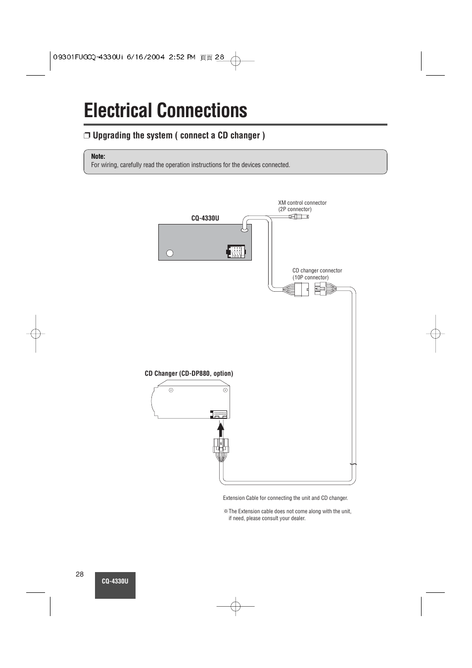 Electrical connections | Panasonic CQ-4330U User Manual | Page 28 / 30