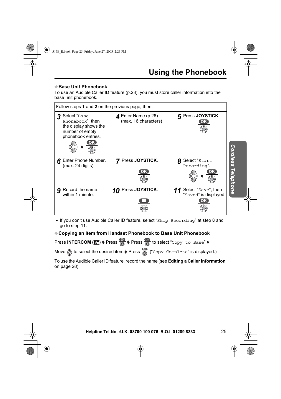 Using the phonebook | Panasonic KX-TCD515E User Manual | Page 25 / 96