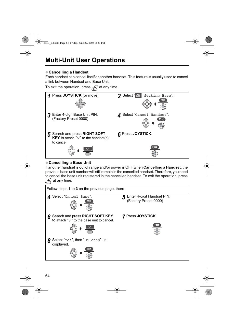 Multi-unit user operations | Panasonic KX-TCD515E User Manual | Page 64 / 96