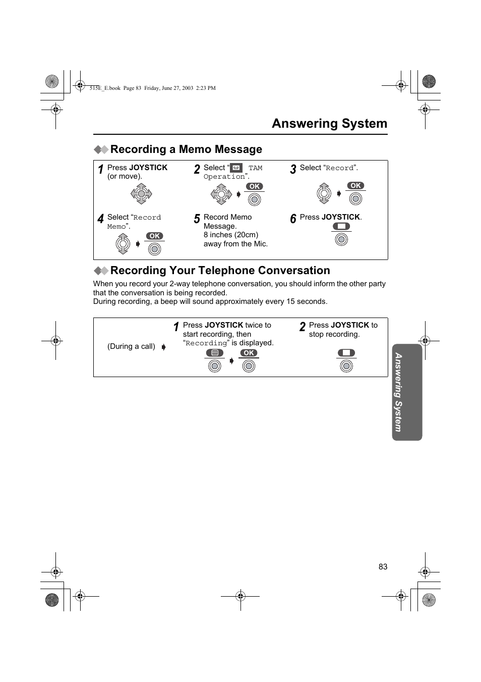 Answering system | Panasonic KX-TCD515E User Manual | Page 83 / 96