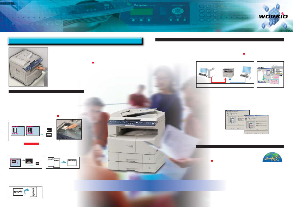 Workio – fits easily into your workplace, Digital imaging with greater ease and versatility, Compact, networkable workgroup solution | Panasonic DP-1520P User Manual | Page 2 / 2