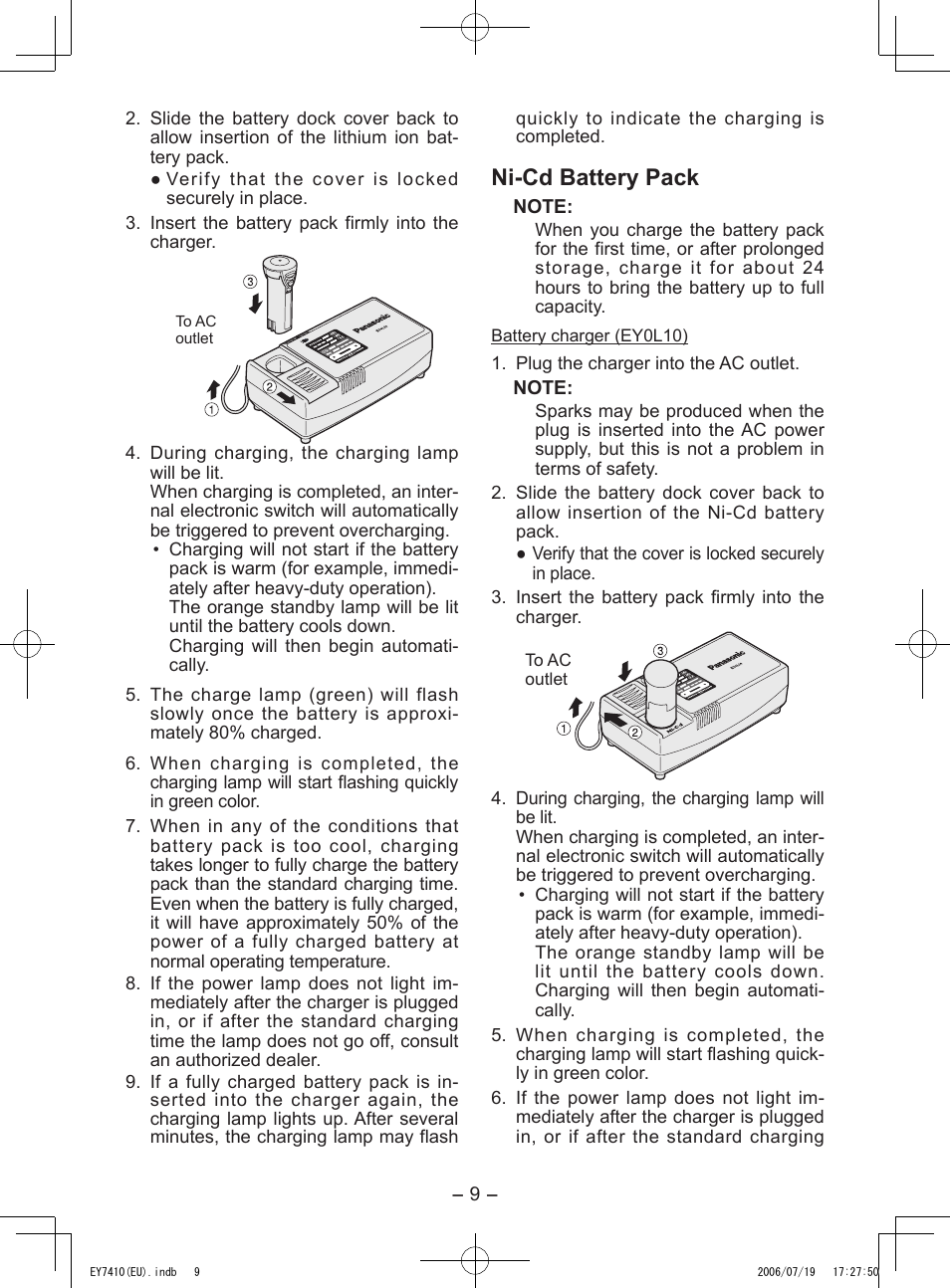 Ni-cd battery pack | Panasonic EY7410 User Manual | Page 9 / 14
