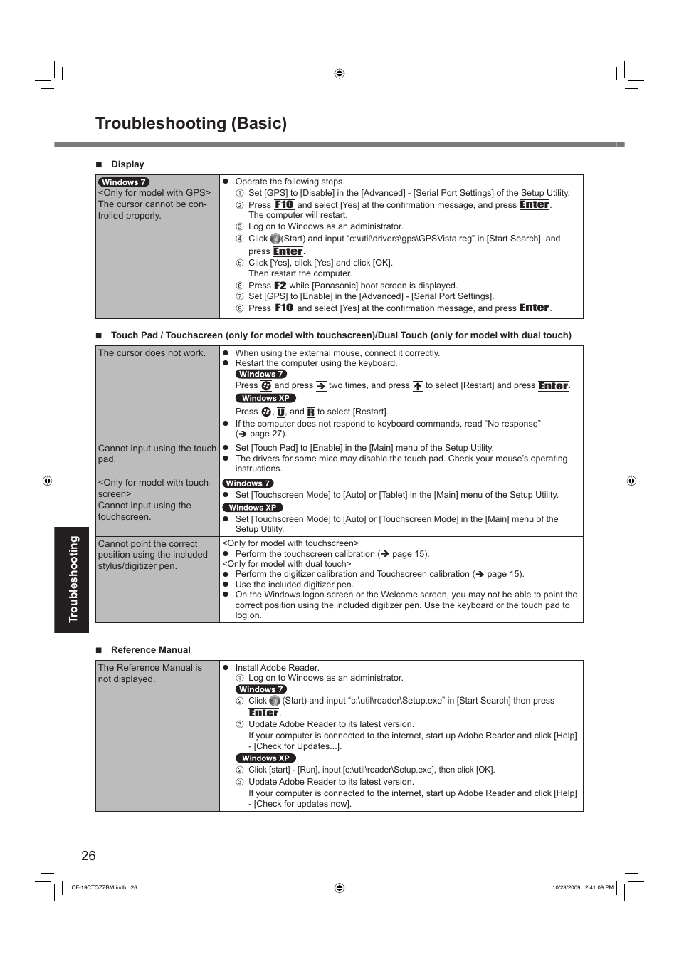 Troubleshooting (basic) | Panasonic CF-19 User Manual | Page 26 / 40