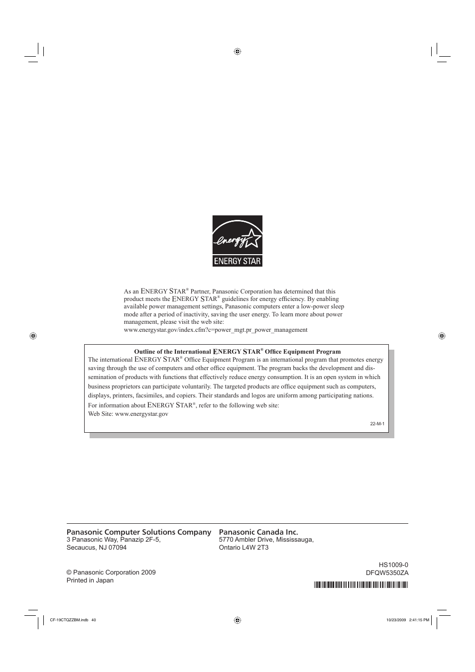 Panasonic CF-19 User Manual | Page 40 / 40