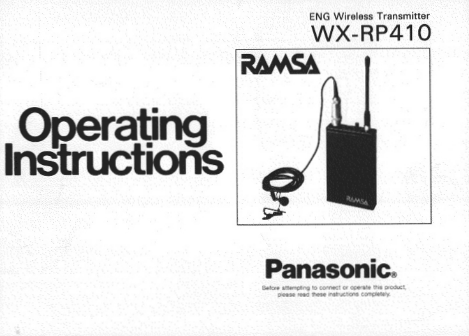 Panasonic WX-RP410 User Manual | 22 pages