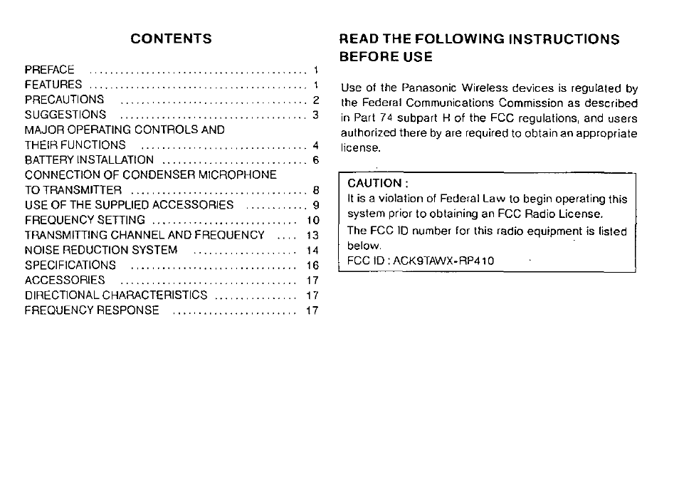 Panasonic WX-RP410 User Manual | Page 3 / 22