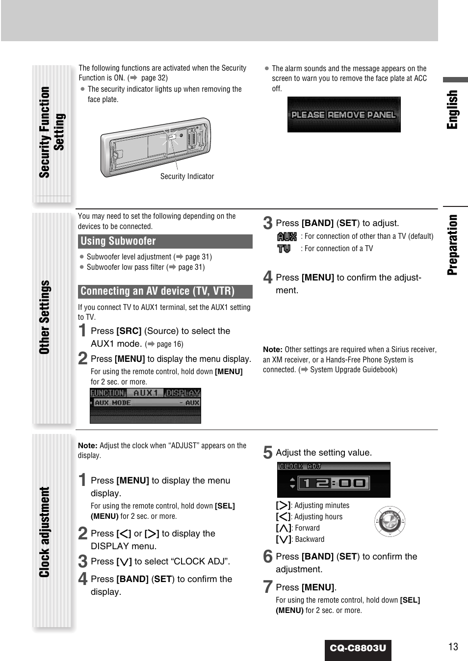 English | Panasonic CQ-C8803U User Manual | Page 13 / 120