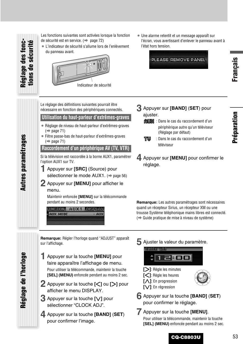Français | Panasonic CQ-C8803U User Manual | Page 53 / 120