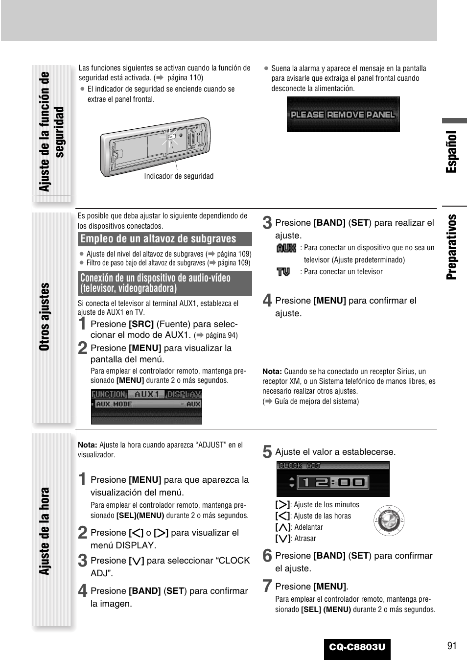 Español | Panasonic CQ-C8803U User Manual | Page 91 / 120
