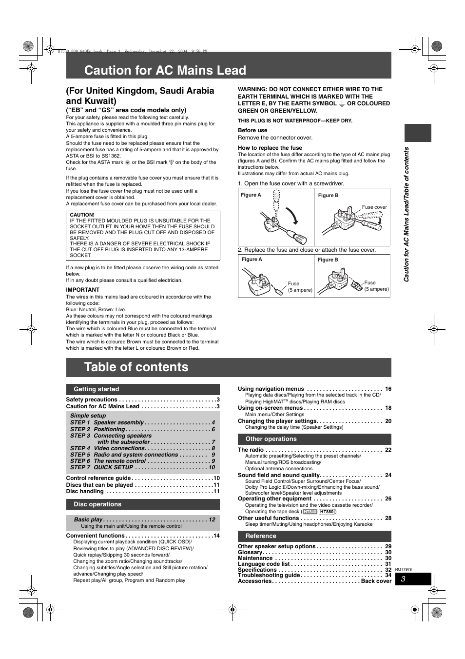 Panasonic SC-HT840 User Manual | Page 3 / 36