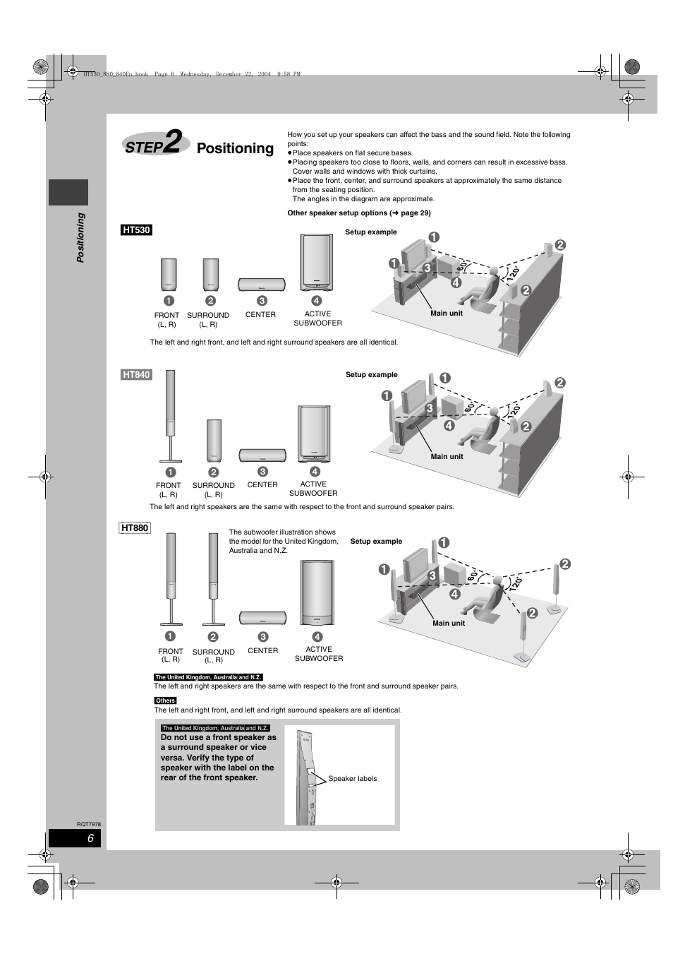 Step, Positioning | Panasonic SC-HT840 User Manual | Page 6 / 36