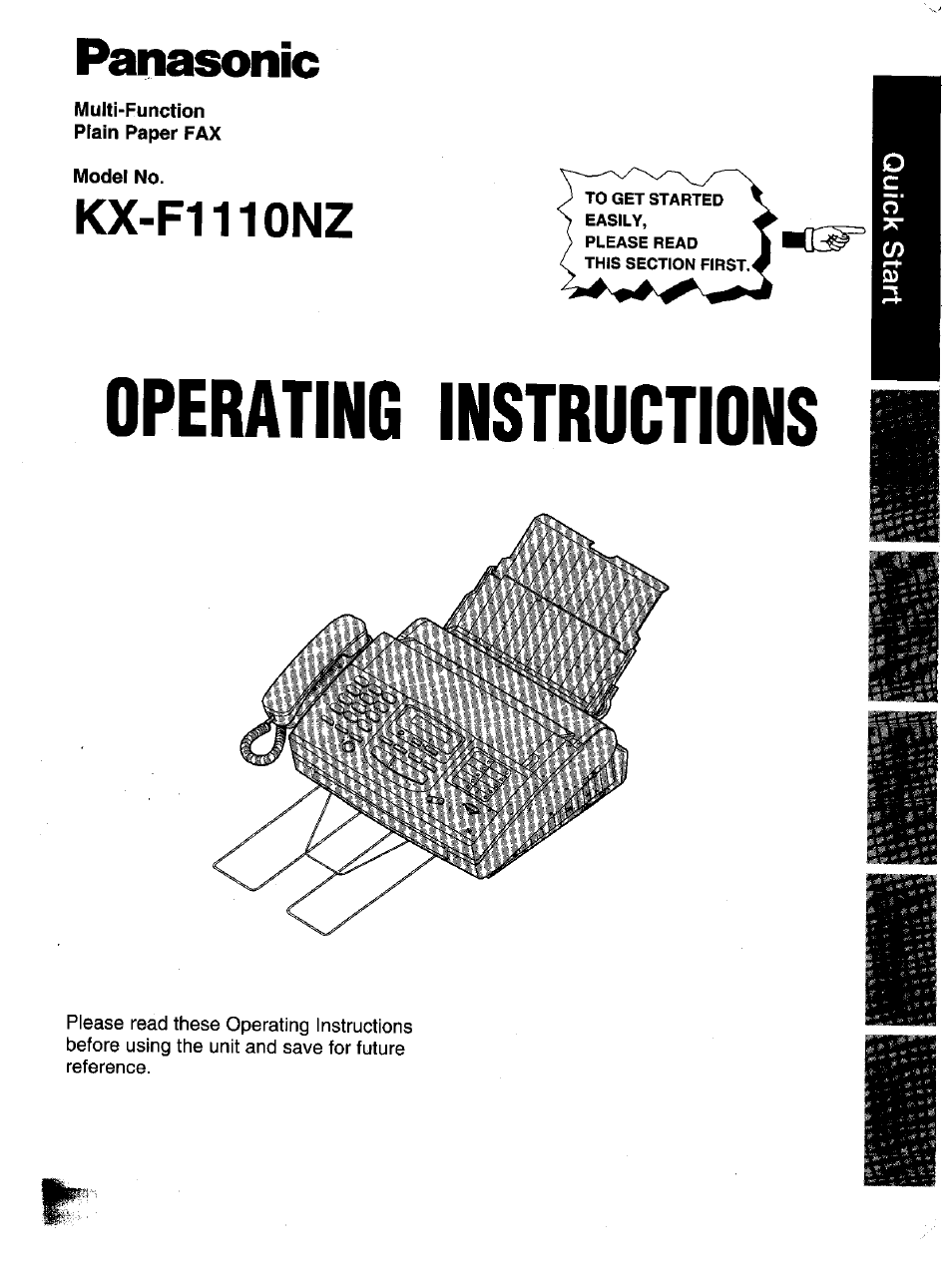 Panasonic KX-F1110NZ User Manual | 110 pages