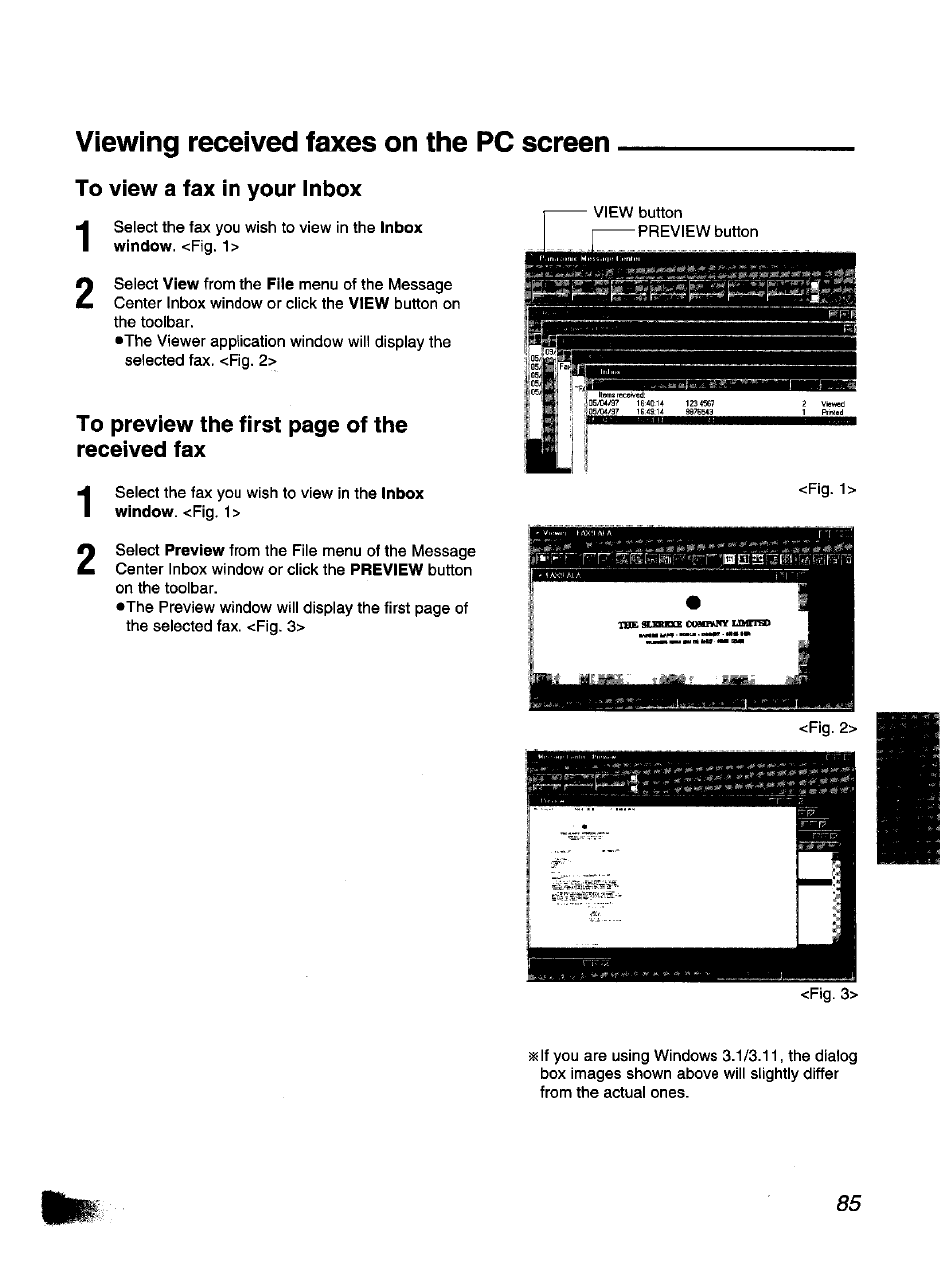 Viewing received faxes on the pc screen, To view a fax in your inbox 1 2, Sj: |l | Panasonic KX-F1110NZ User Manual | Page 83 / 110