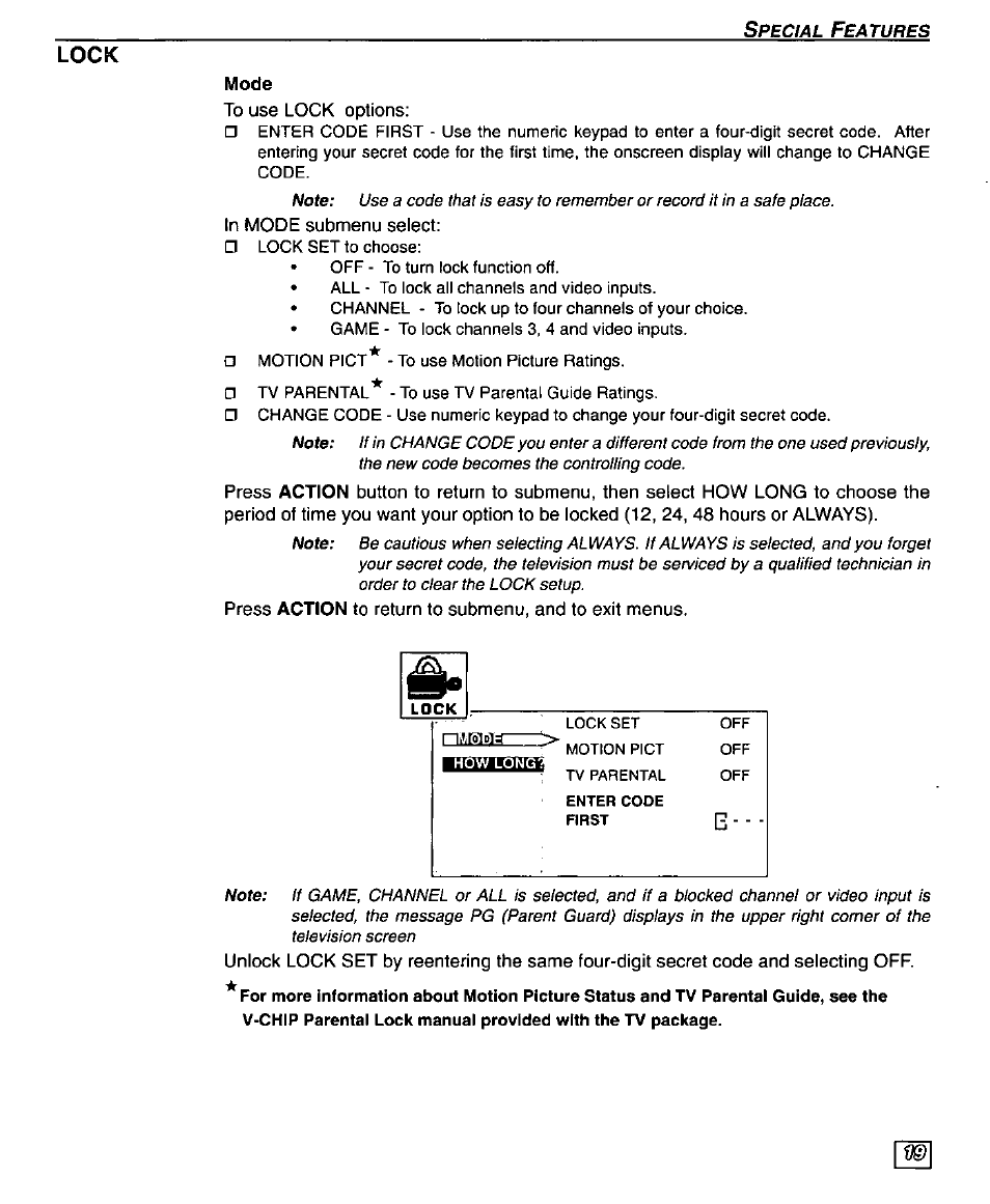 Lock | Panasonic PT 51DX80 User Manual | Page 21 / 52