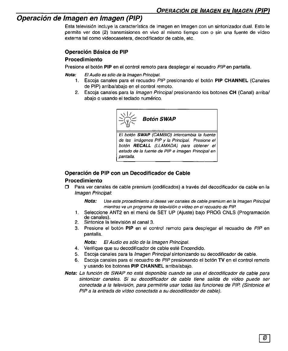 Operación de imagen en imagen (pip), Pipì | Panasonic PT 51DX80 User Manual | Page 37 / 52