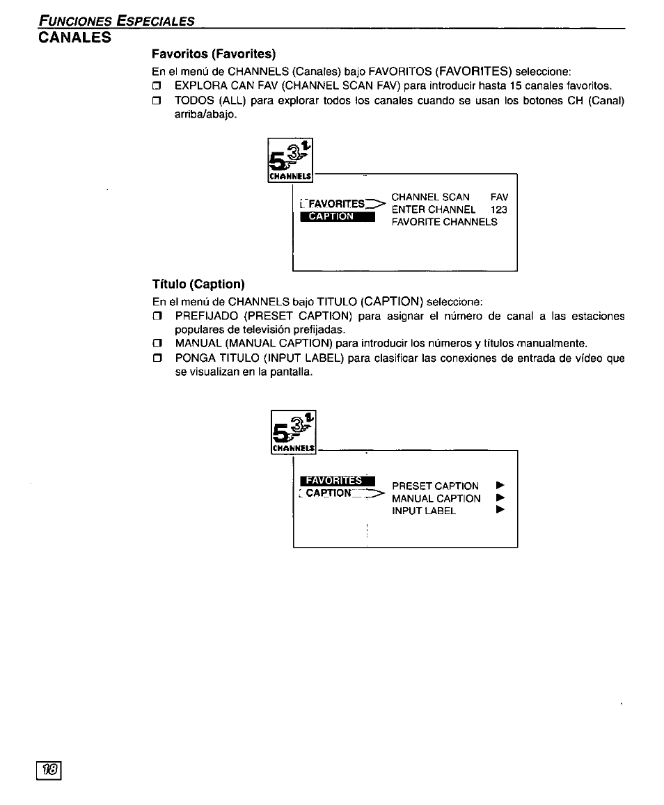 Canales | Panasonic PT 51DX80 User Manual | Page 46 / 52