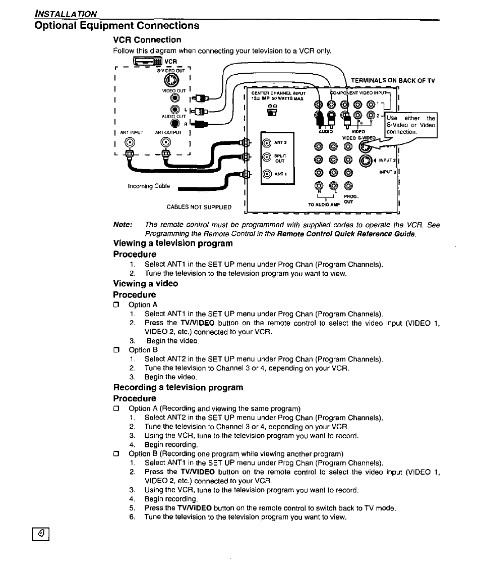 Optional equipment connections | Panasonic PT 51DX80 User Manual | Page 6 / 52