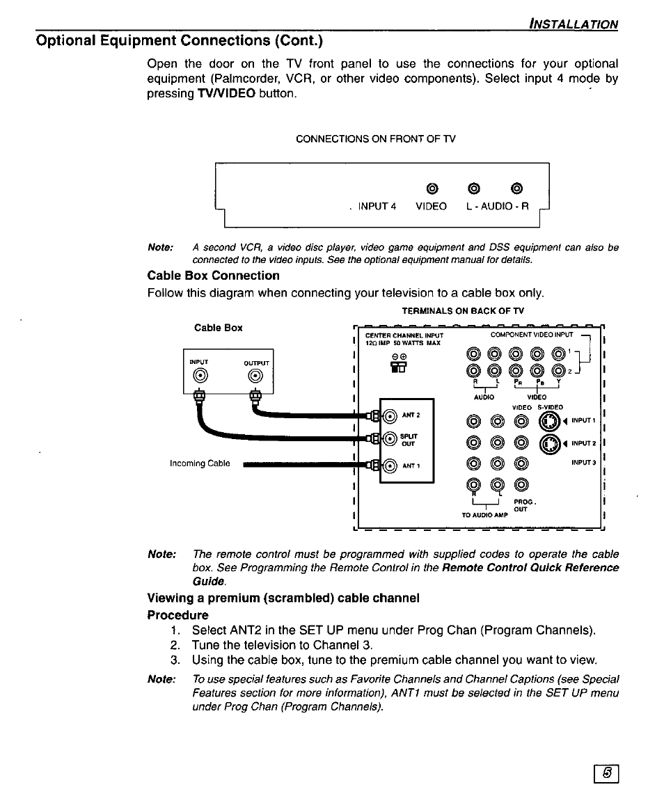 Optional equipment connections (cont.) | Panasonic PT 51DX80 User Manual | Page 7 / 52