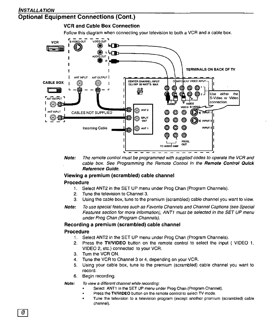 Optional equipment connections (cont.) | Panasonic PT 51DX80 User Manual | Page 8 / 52