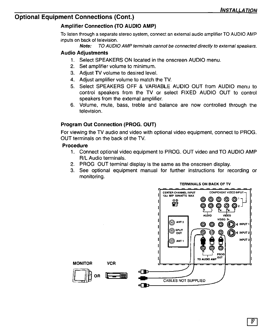 Optional equipment connections (cont.) | Panasonic PT 51DX80 User Manual | Page 9 / 52