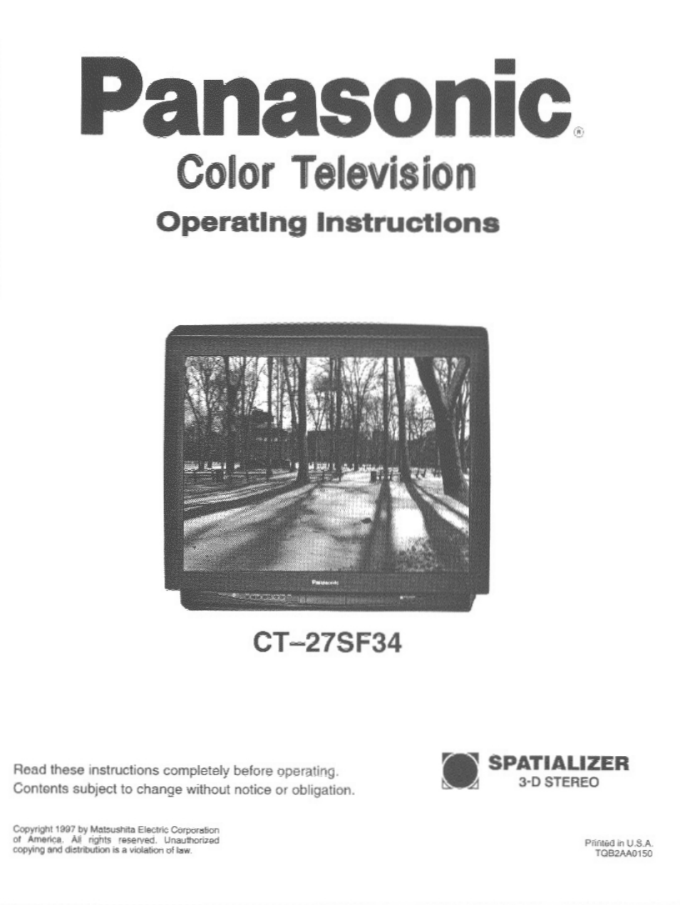 Panasonic CT-27SF34 User Manual | 40 pages