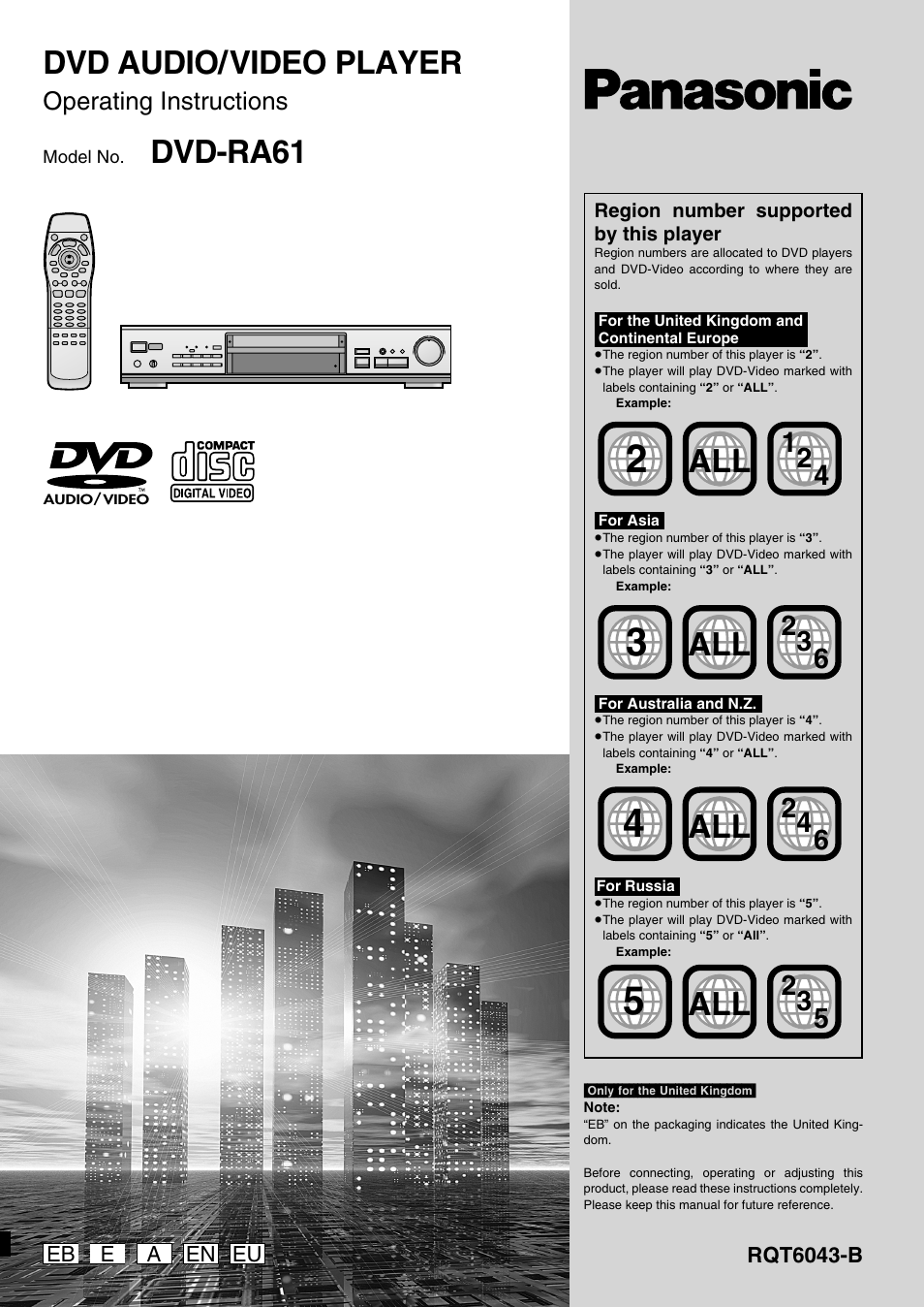 Panasonic DVD-RA61 User Manual | 24 pages