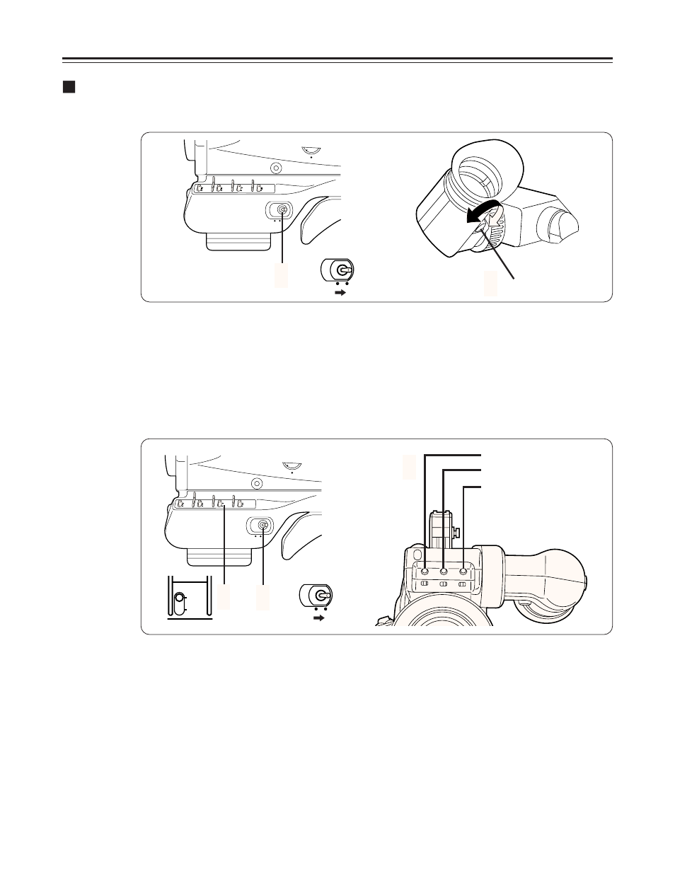 Adjusting the viewfinder, Adjusting the viewfinder diopter, Adjusting the viewfinder’s brightness and contrast | Set the power switch to on, Set the output switch to cam, An image now appears on the viewfinder | Panasonic AJ-D215P User Manual | Page 34 / 68
