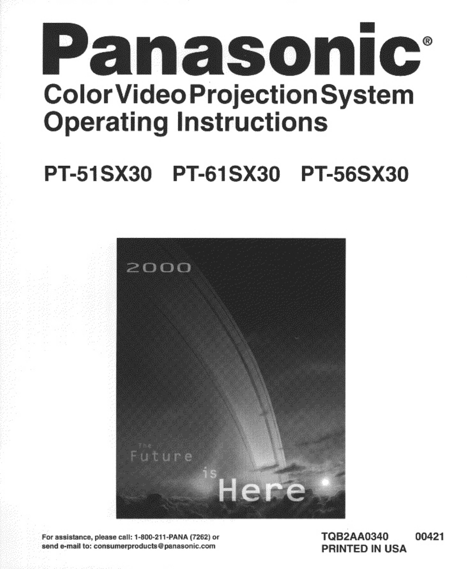 Panasonic PT-61SX30 User Manual | 52 pages