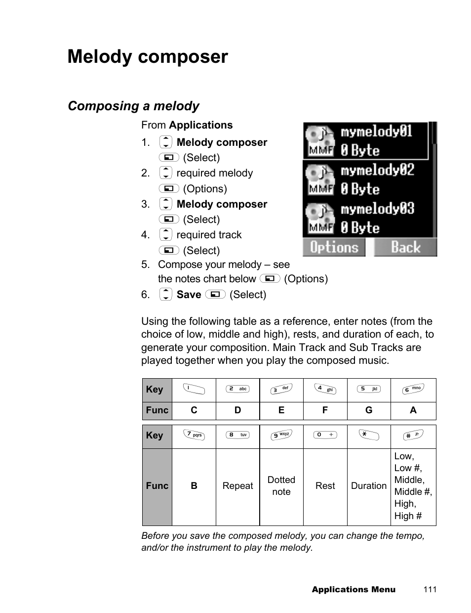 Melody composer | Panasonic EB-X300 User Manual | Page 114 / 125
