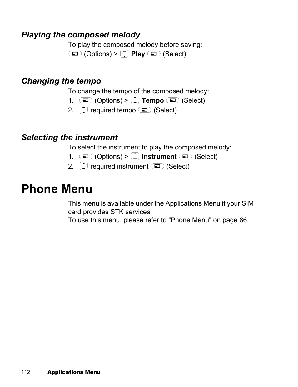 Phone menu | Panasonic EB-X300 User Manual | Page 115 / 125