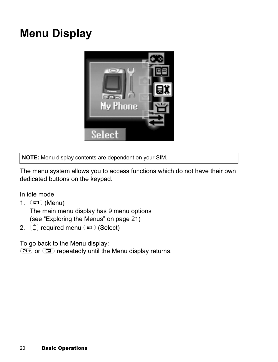 Menu display | Panasonic EB-X300 User Manual | Page 23 / 125