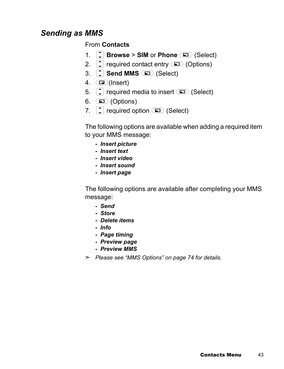 Sending as mms | Panasonic EB-X300 User Manual | Page 46 / 125