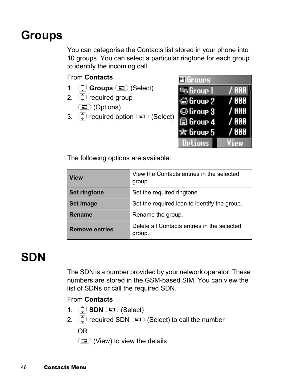 Groups sdn, Groups | Panasonic EB-X300 User Manual | Page 49 / 125