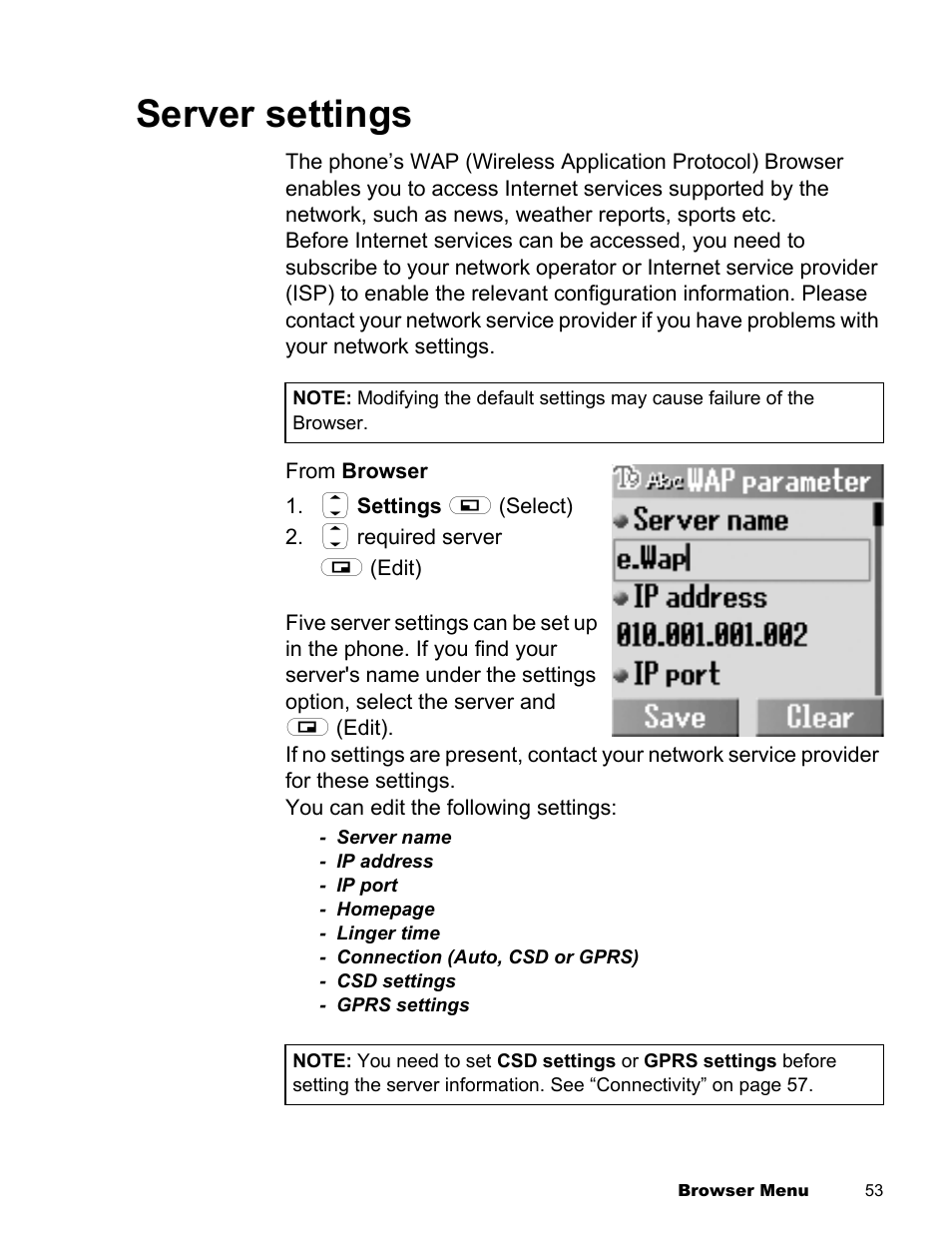 Server settings | Panasonic EB-X300 User Manual | Page 56 / 125
