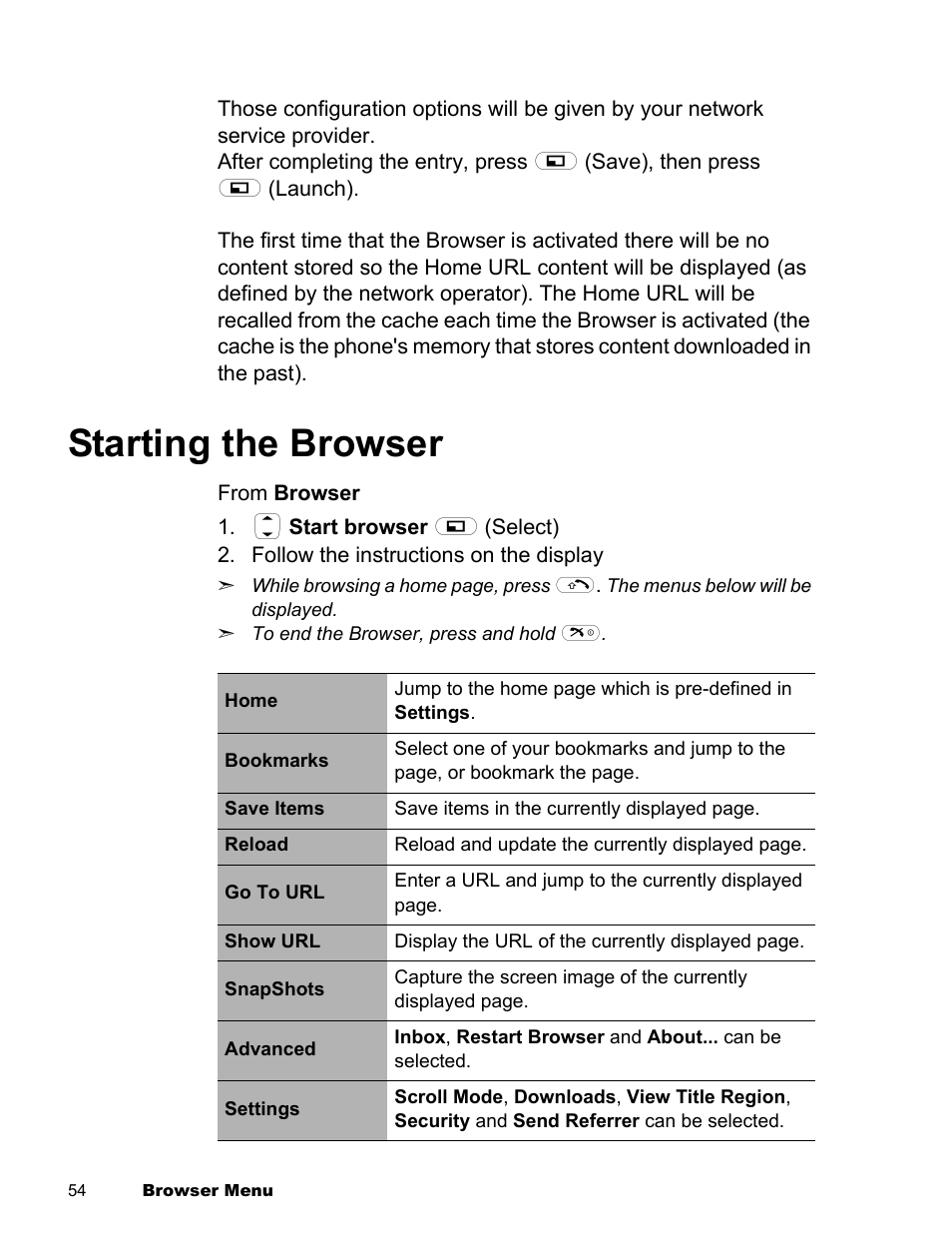 Starting the browser | Panasonic EB-X300 User Manual | Page 57 / 125