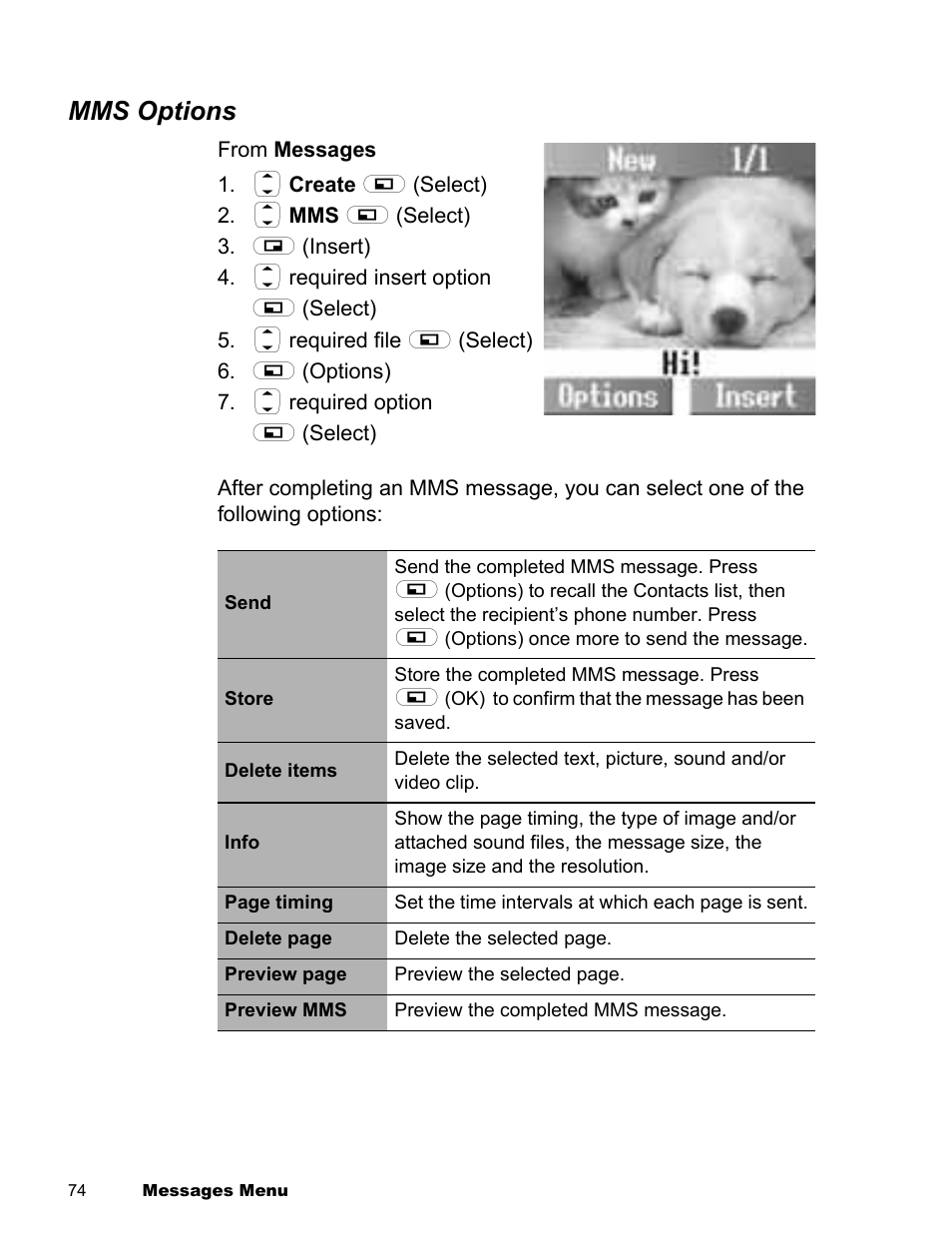 Mms options | Panasonic EB-X300 User Manual | Page 77 / 125