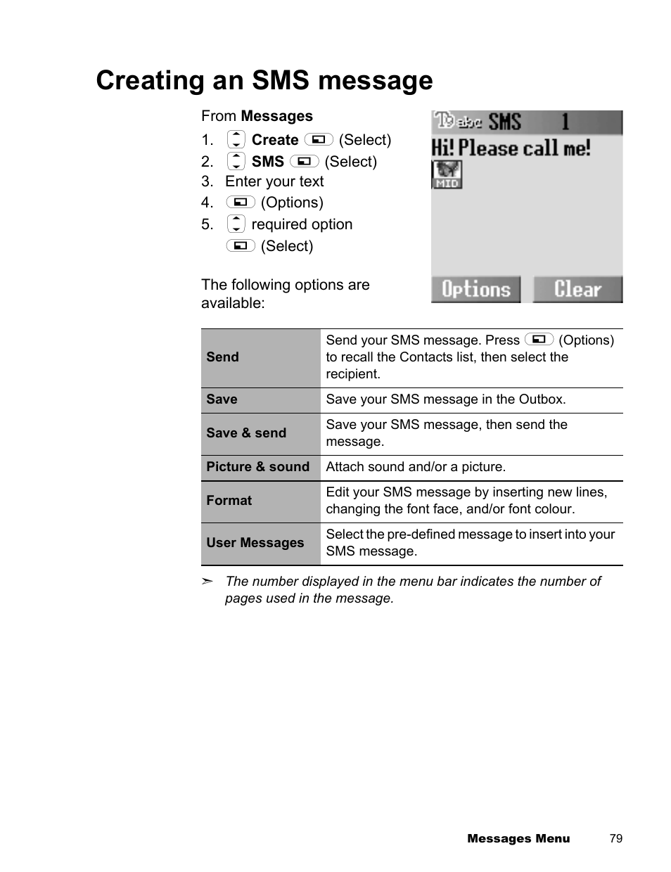 Creating an sms message | Panasonic EB-X300 User Manual | Page 82 / 125