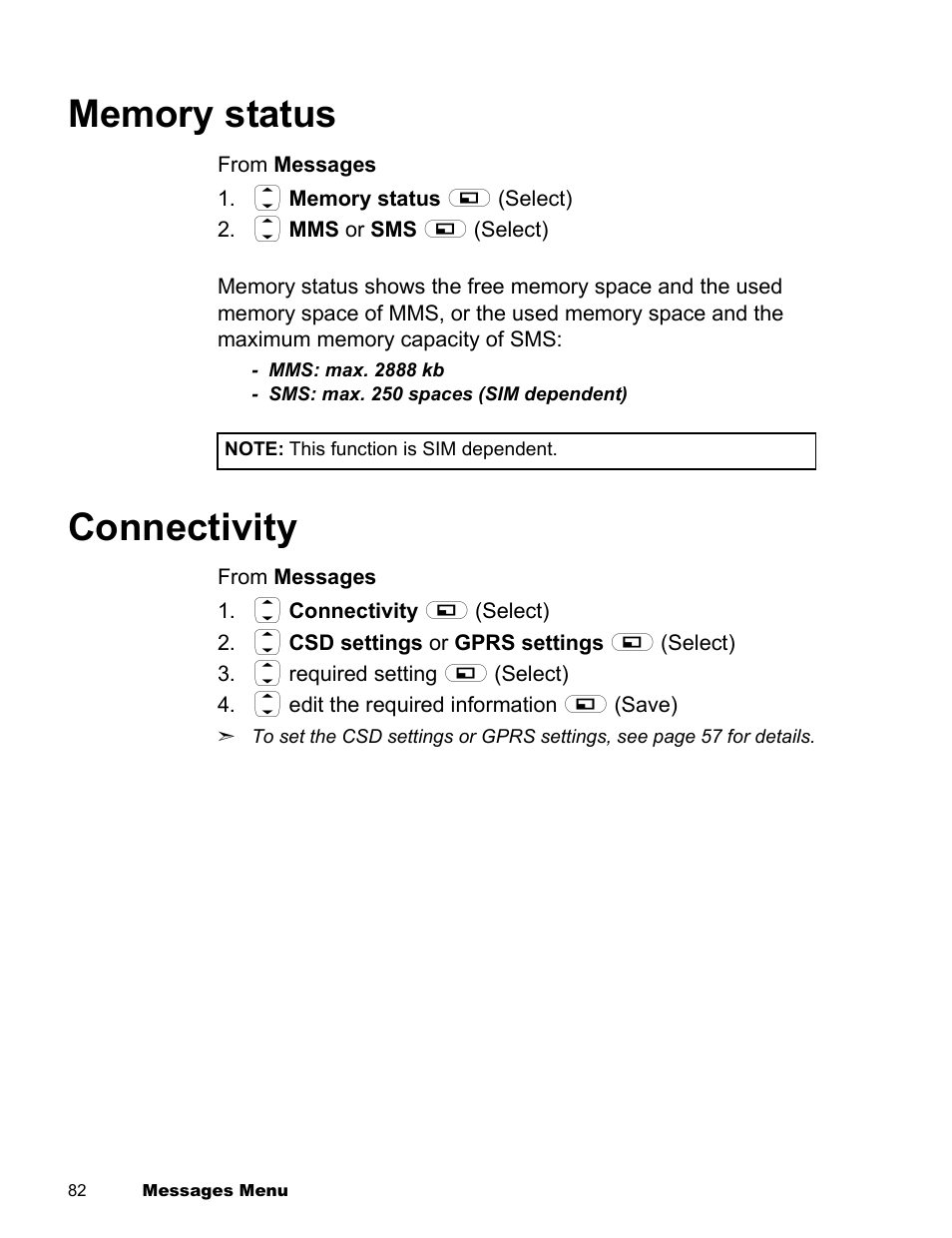 Memory status connectivity, Connectivity | Panasonic EB-X300 User Manual | Page 85 / 125