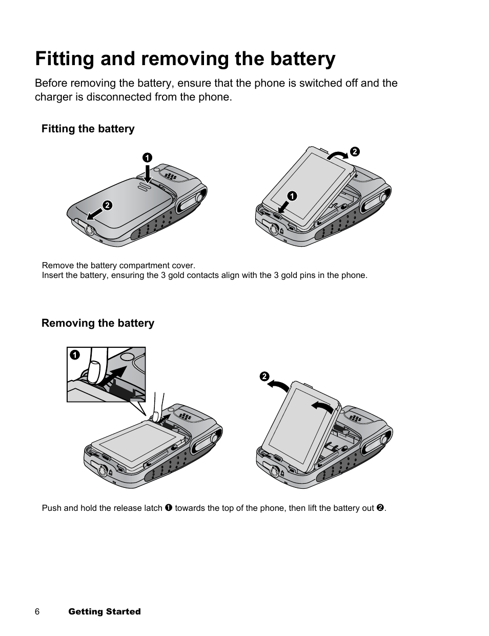 Fitting and removing, The battery, Fitting and removing the battery | Panasonic EB-X300 User Manual | Page 9 / 125
